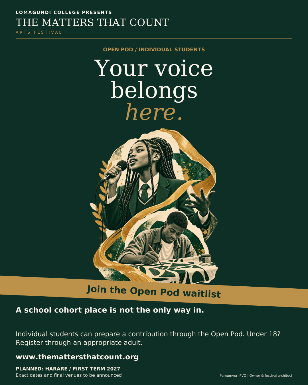 Open Pod campaign artwork; print PDF uses the same approved design.